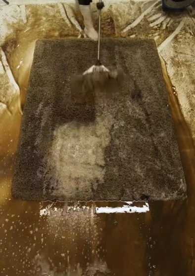 Water and soil damaged carpet being treated in Las Cruces NM
