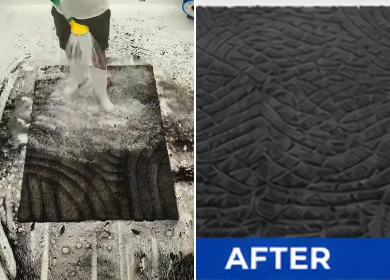 Before and after carpet cleaning results in a Las Cruces home